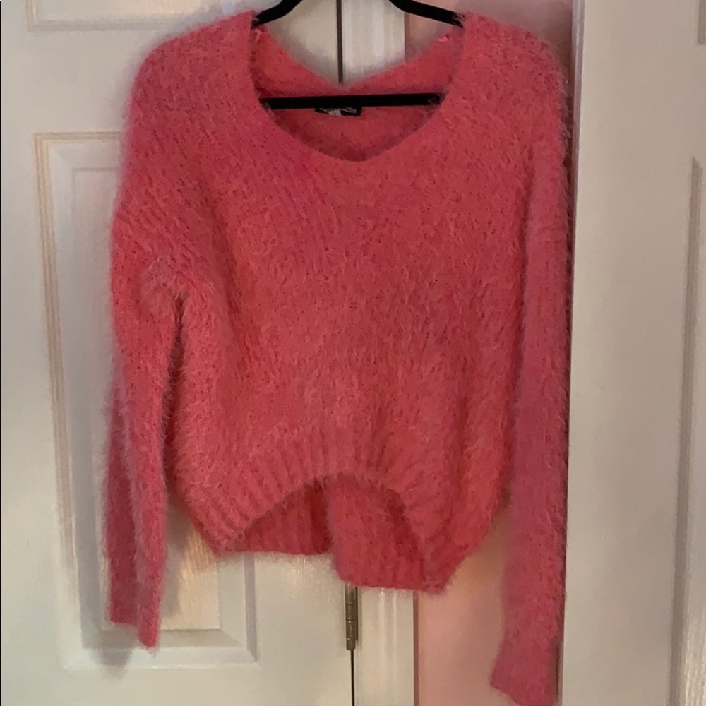 Pink fuzzy sweater